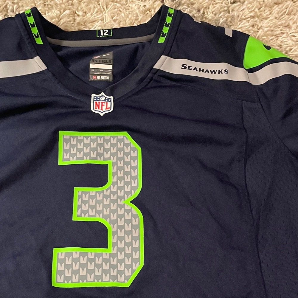 NFL‎ Seahawks Russell Wilson Navy and Lime Jersey